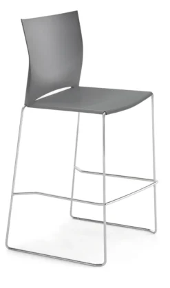 Tabouret haut Slim - assise et dossier polypropylène - piétement chrome