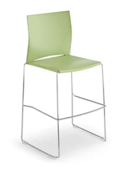 Tabouret haut Slim - assise et dossier polypropylène - piétement chrome