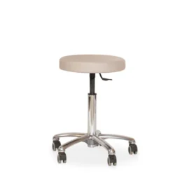 Tabouret rond à roulettes - pied 5 branches aluminium poli