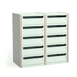 Trieur à cases 2 colonnes Trimod - dos et portes métalliques - 10 cases - h. 66 cm - prestation en option