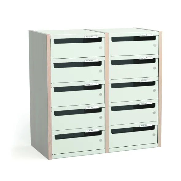 Trieur à cases 2 colonnes Trimod - dos et portes métalliques - 10 cases - h. 66 cm - prestation en option