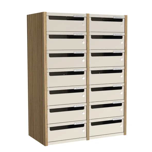Trieur à cases 2 colonnes Trimod - dos et portes métalliques - 14 cases - h. 92 cm - prestation en option
