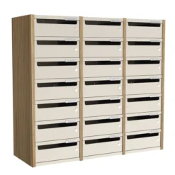 Trieur à cases 3 colonnes Trimod - dos et portes métalliques - 21 cases - h. 92 cm - prestation en option