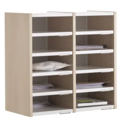 Trieur à cases 2 colonnes Trimod - dos métallique - 10 cases h. 66 cm - prestation en option