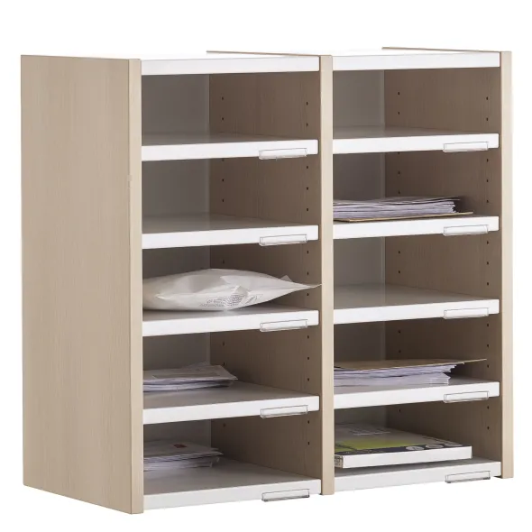 Trieur à cases 2 colonnes Trimod - dos métallique - 10 cases h. 66 cm - prestation en option