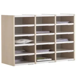 Trieur à cases 3 colonnes Trimod - dos métallique - 15 cases h. 66 cm - prestation en option