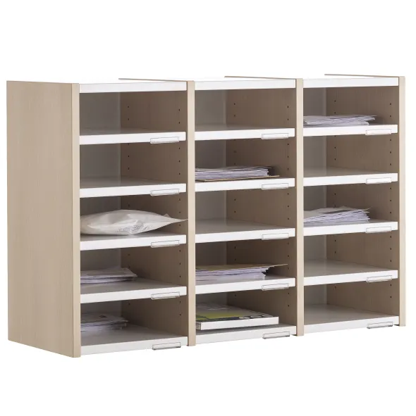 Trieur à cases 3 colonnes Trimod - dos métallique - 15 cases h. 66 cm - prestation en option