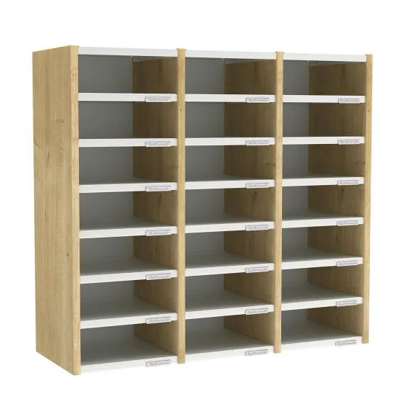 Trieur à cases 3 colonnes Trimod - dos métallique - 21 cases h. 92 cm - prestation en option