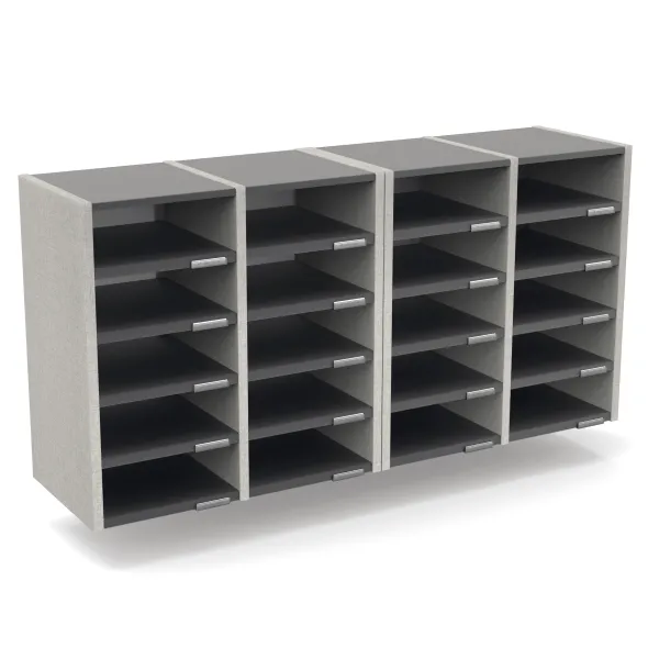 Trieur à cases 4 colonnes Trimod - dos métallique - 20 cases h. 66 cm - prestation en option