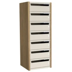 Trieur à cases 1 colonne Trimod - dos et portes métalliques - 7 cases - h. 92 cm - prestation en option
