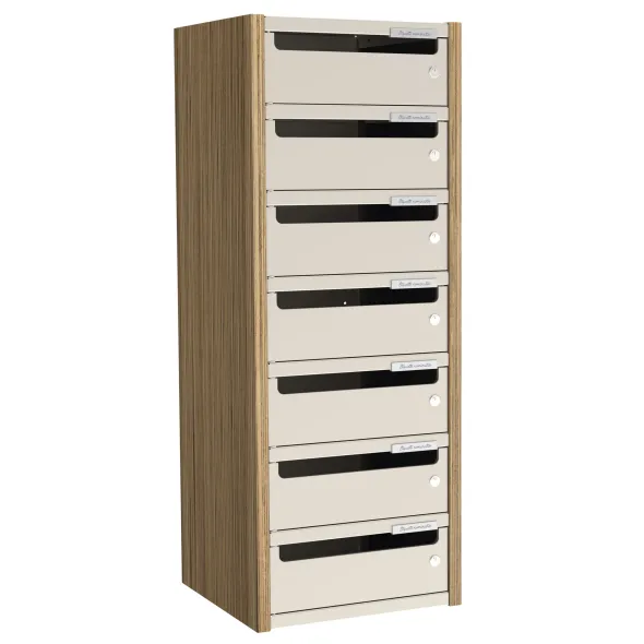 Trieur à cases 1 colonne Trimod - dos et portes métalliques - 7 cases - h. 92 cm - prestation en option