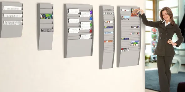 Trieur mural horizontal - polystyrène - 6 cases A4 - gris