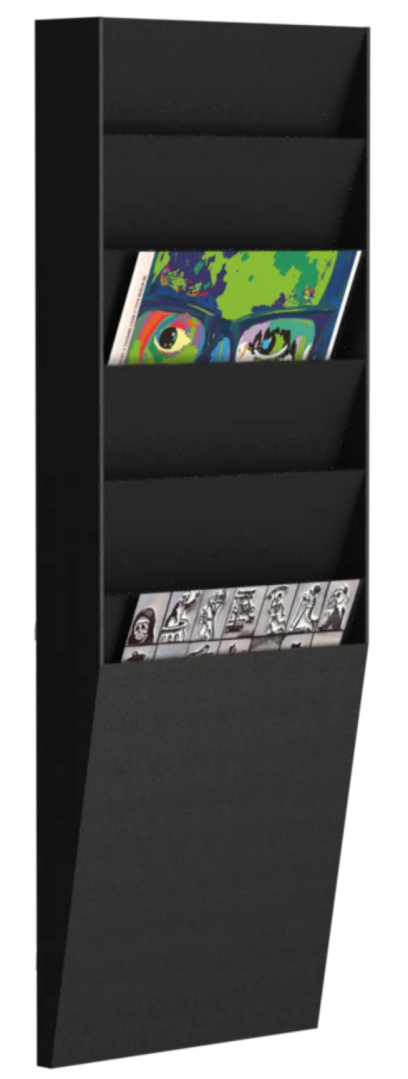 Trieur mural vertical - polystyrène - 6 cases A4 - noir