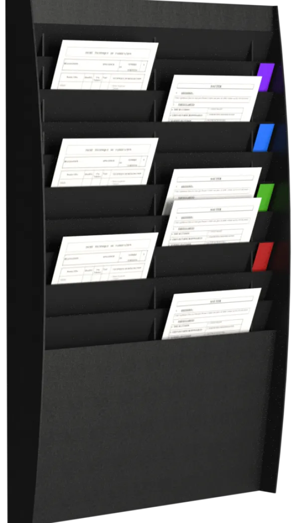 Trieur mural vertical - polystyrène - 20 cases A4 - noir
