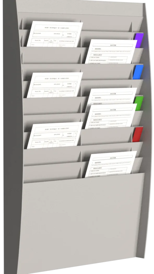 Trieur mural vertical - polystyrène - 20 cases A4 - gris