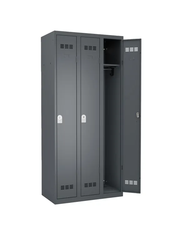 Vestiaire de bureau 3 colonnes serrure à clé ou moraillon