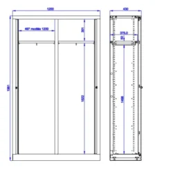 Vestiaire double métallique Corial - h. 198 x l. 120 cm - unicolore - fermeture rideaux