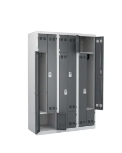 Vestiaire gain de place portes en L - 3 colonnes - serrure à clé ou moraillon
