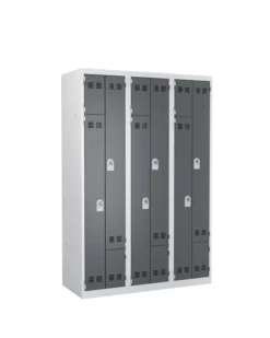 Vestiaire gain de place portes en L - 3 colonnes - serrure à clé ou moraillon