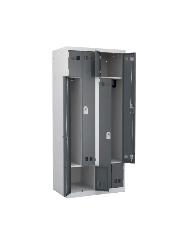 Vestiaire gain de place portes en L - 2 colonnes - serrure à clé ou moraillon