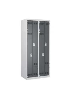 Vestiaire gain de place portes en L - 2 colonnes - serrure à clé ou moraillon