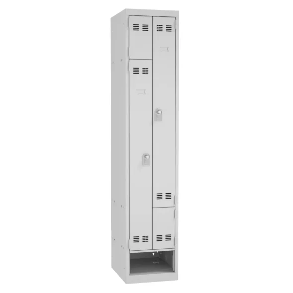 Vestiaire gain de place portes en L - 1 colonne - avec niche à chaussure - serrure à clé ou moraillon