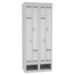 Vestiaire gain de place portes en L - 2 colonnes - avec niche à chaussure - serrure à clé ou moraillon