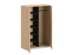 Vestiaire mélaminé FrameOne II - l. 100 x h. 154 cm - 1/2 penderie - portes battantes - porte-cintre 4 demi-tablettes