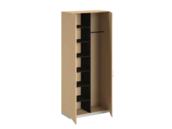 Vestiaire mélaminé FrameOne II - l. 100 x h. 229 cm - 1/2 penderie - portes battantes - porte-cintre 6 demi-tablettes