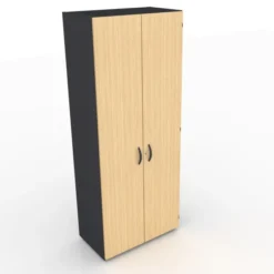 Vestiaire mélaminé placage bois Amphitéo - h. 197 x l. 80 cm - 2 portes battantes