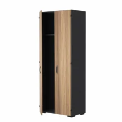 Vestiaire mélaminé placage bois Amphitéo - h. 197 x l. 80 cm - 2 portes battantes