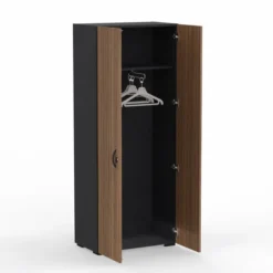 Vestiaire mélaminé placage bois Amphitéo - h. 197 x l. 80 cm - 2 portes battantes