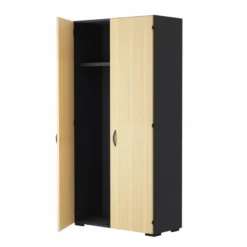 Vestiaire mélaminé placage bois Amphitéo - h. 197 x l. 100 cm - 2 portes battantes