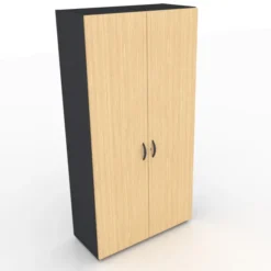 Vestiaire mélaminé placage bois Amphitéo - h. 197 x l. 100 cm - 2 portes battantes