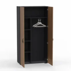 Vestiaire mélaminé placage bois Amphitéo - h. 197 x l. 100 cm - 2 portes battantes