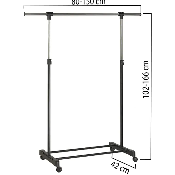 Vestiaire mobile extensible Extend - chrome et noir
