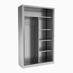 Vestiaire métallique Corial - h. 198 x l. 120 cm - demi-penderie unicolore - fermeture rideaux