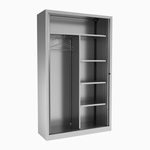 Vestiaire métallique Corial - h. 198 x l. 120 cm - demi-penderie unicolore - fermeture rideaux