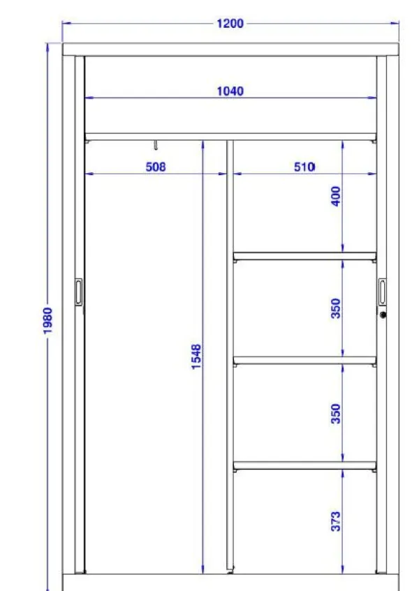 Vestiaire métallique Evidence - h. 198 x l. 120 cm - demi-penderie - façade décor bois - fermeture rideaux