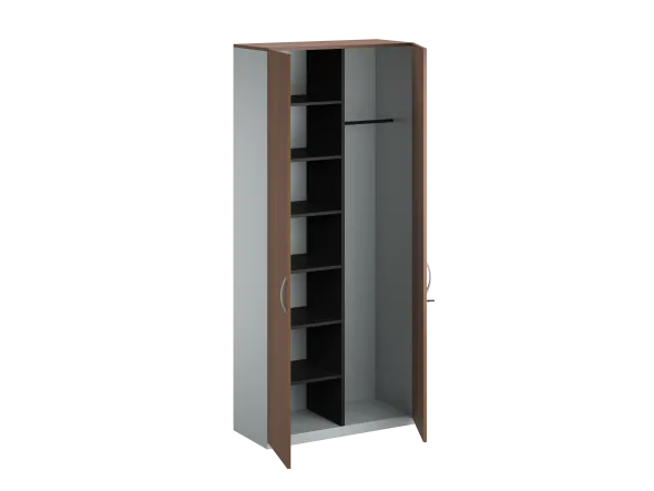 Vestiaire placage bois/mélaminé FrameOne II Manager - l. 100 x h. 229 cm - 1/2 penderie - portes battantes