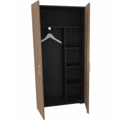 Vestiaire placage bois/mélaminé Epure Manager - h. 197 x l. 100 cm - 1/2 penderie - portes battantes