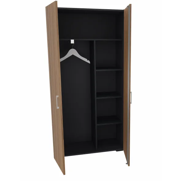 Vestiaire placage bois/mélaminé Epure Manager - h. 197 x l. 100 cm - 1/2 penderie - portes battantes