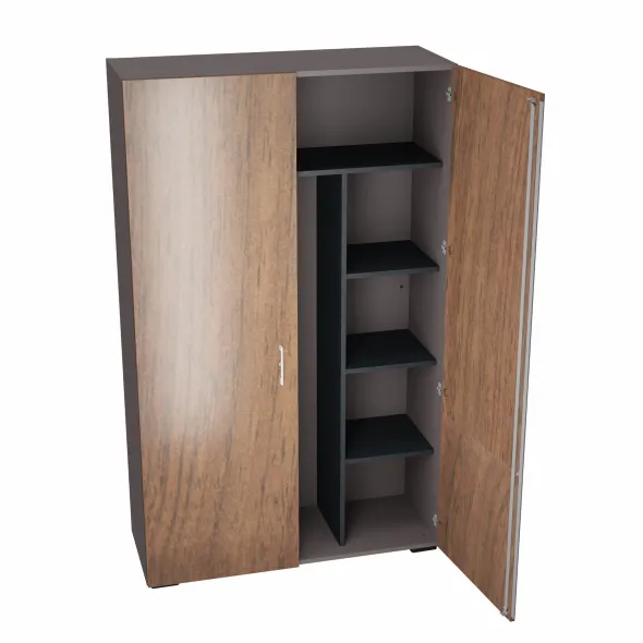 Vestiaire placage bois/mélaminé Epure Manager - h. 197 x l. 120 cm - 1/2 penderie - portes battantes