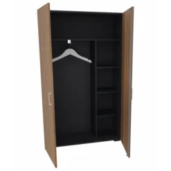 Vestiaire placage bois/mélaminé Epure Manager - h. 197 x l. 120 cm - 1/2 penderie - portes battantes