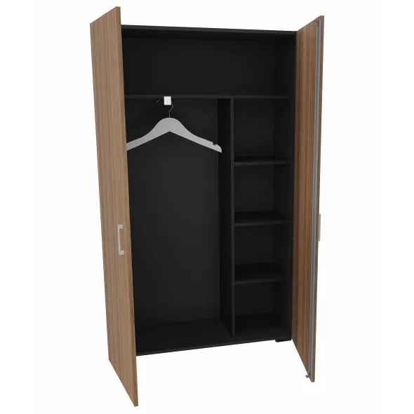 Vestiaire placage bois/mélaminé Epure Manager - h. 197 x l. 120 cm - 1/2 penderie - portes battantes