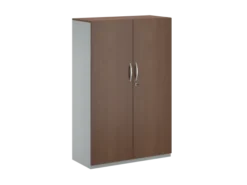 Vestiaire placage bois/mélaminé FrameOne II Manager - l. 100 x h. 154 cm - 1/2 penderie - portes battantes
