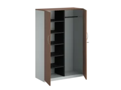 Vestiaire placage bois/mélaminé FrameOne II Manager - l. 100 x h. 154 cm - 1/2 penderie - portes battantes