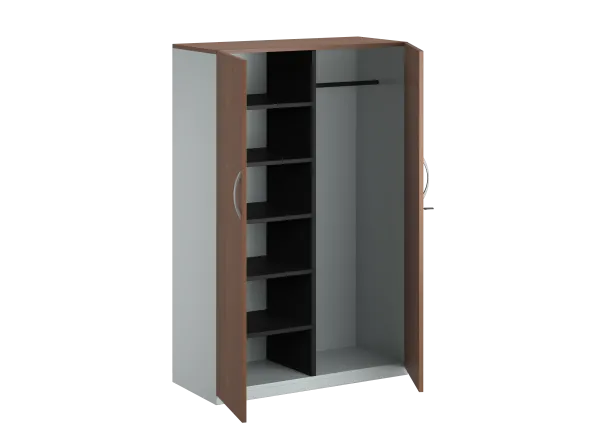 Vestiaire placage bois/mélaminé FrameOne II Manager - l. 100 x h. 154 cm - 1/2 penderie - portes battantes