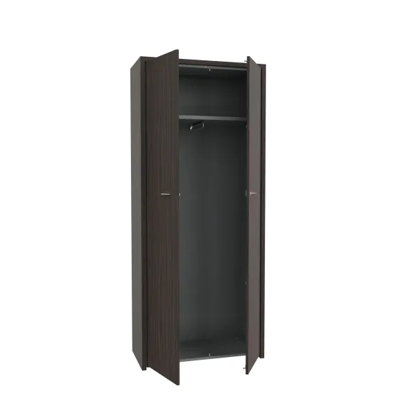 Vestiaire placage bois Quadri Prestige - h. 217 x l. 92 cm - 1 tablette mélaminé avec tringle - 2 portes