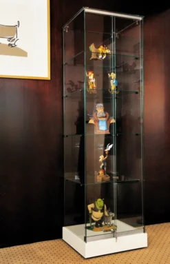 Vitrine d'exposition Alrami - verre trempé - portes coulissantes - 4 étagères - l. 52 x h. 180 cm